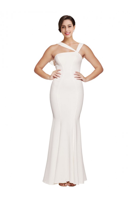 Marfil Cubierta Cuadrado Crepé Elástico Largo Formales Vestidos de dama de honor / Vestidos de fiesta Asequibles
