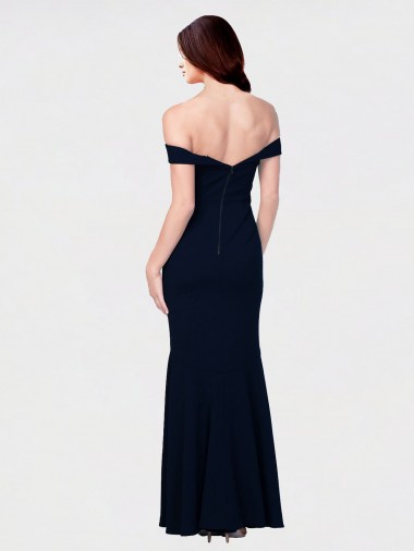 Marfil Sirena Hombros Descubiertos Crepé Elástico Largo Formales Vestidos de dama de honor / Vestidos de fiesta
