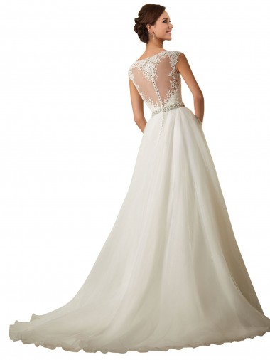 Marfil Ilusión Cola capilla Tul Encaje Vestidos de novia