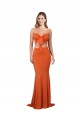 Naranja Sirena Sin tirantes Spandex Largo Formales Vestidos de dama de honor / Vestidos de fiesta Asequibles