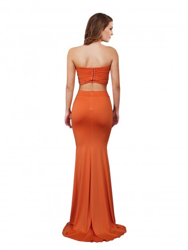 Naranja Sirena Sin tirantes Spandex Largo Formales Vestidos de dama de honor / Vestidos de fiesta