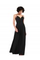 Negro Columna Cuello en V Gasa Largo Formales Vestidos de dama de honor / Vestidos de noche Asequibles