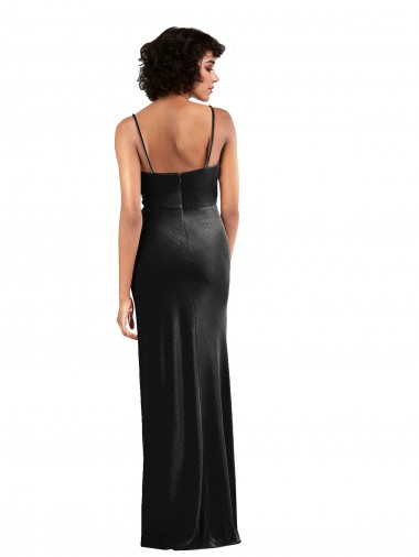 Negro Columna Terciopelo Elástico Largo Formales Vestidos de dama de honor / Vestidos de fiesta