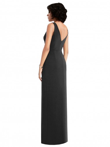 Negro Cubierta Cuello en V Spandex Largo Formales Vestidos de dama de honor / Vestidos de fiesta
