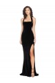 Negro Cubierta Halter Cuello Alto Terciopelo Elástico Largo Vestidos de dama de honor / Vestidos de fiesta Asequibles