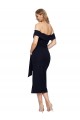Negro Cubierta Hombros Descubiertos Cuadrado Midi Crepé Elástico Corto Formales Vestidos de dama de honor / Vestidos de fiesta / Vestidos de cóctel Asequibles