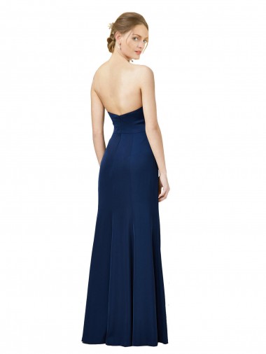 Negro Cubierta Sin tirantes Crepé Elástico Largo Formales Vestidos de dama de honor / Vestidos de fiesta