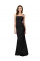 Negro Cubierta Tirantes espagueti Cuadrado Crepé Elástico Largo Formales Vestidos de dama de honor / Vestidos de fiesta Asequibles