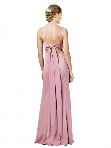 Negro Cubierta Tirantes espagueti Cuadrado Crepé Elástico Largo Formales Vestidos de dama de honor / Vestidos de fiesta