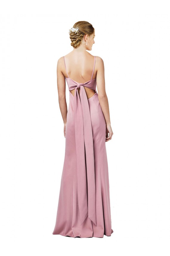 Negro Cubierta Tirantes espagueti Cuadrado Crepé Elástico Largo Formales Vestidos de dama de honor / Vestidos de fiesta Asequibles
