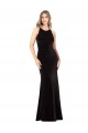 Negro Cubierta Tirantes espagueti Cuello joya Terciopelo Elástico Largo Formales Vestidos de dama de honor / Vestidos de fiesta Asequibles