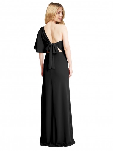 Negro Cubierta Un Hombre Crepé Elástico Largo Formales Vestidos de dama de honor / Vestidos de fiesta