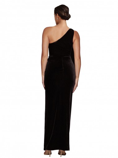 Negro Cubierta Un Hombre Terciopelo Elástico Largo Formales Vestidos de dama de honor / Vestidos de fiesta