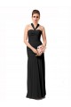 Negro Sirena Halter Gasa Largo Vestidos de dama de honor Asequibles