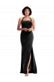 Negro Sirena Halter Terciopelo Elástico Largo Formales Vestidos de dama de honor / Vestidos de fiesta Asequibles