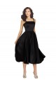 Negro línea A Cuadrado Satén Corto Vestidos de dama de honor / Vestidos de fiesta / Vestidos de cóctel Asequibles