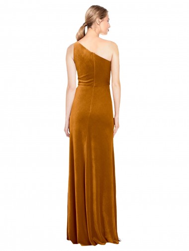 Oro línea A Un Hombre Terciopelo Elástico Largo Formales Vestidos de dama de honor / Vestidos de fiesta
