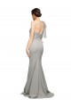Ostra Plata Sirena Un Hombre Cuello de Corazón Barrer tren Crepé Elástico Tul Largo Formales Vestidos de dama de honor / Vestidos de fiesta Asequibles
