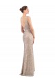 Plata Cubierta Cuello en V Lentejuela Lentejuelas brillantes Largo Formales Vestidos de dama de honor / Vestidos de fiesta Asequibles