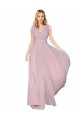 Primavera línea A Cuello en V Cuello Alto Gasa Largo Formales Vestidos de dama de honor / Vestidos de fiesta Asequibles