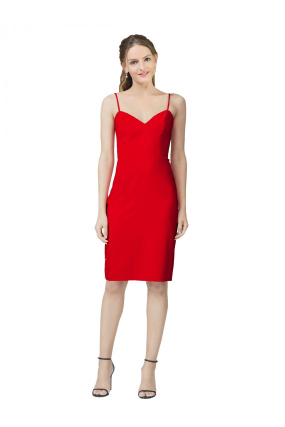 Rojo Cubierta Cuello de Corazón Cóctel Crepé Elástico Corto Formales Vestidos de dama de honor / Vestidos de fiesta / Vestidos de cóctel Asequibles