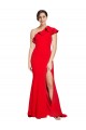 Rojo Cubierta Un Hombre Barrer tren Crepé Elástico Largo Vestidos de dama de honor / Vestidos de fiesta Asequibles