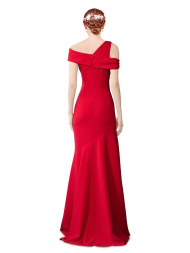 Rojo Sirena Crepé Elástico Largo Formales Vestidos de dama de honor / Vestidos de fiesta