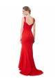Rojo Sirena Cuello Alto Crepé Elástico Largo Formales Vestidos de dama de honor / Vestidos de fiesta Asequibles