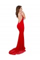 Rojo Sirena Cuello Alto Encaje Largo Formales Vestidos de dama de honor / Vestidos de fiesta Asequibles