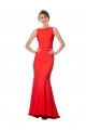 Rojo Sirena Halter Cuello Alto Crepé Elástico Largo Formales Vestidos de dama de honor / Vestidos de fiesta Asequibles