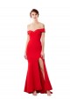 Rojo Sirena Hombros Descubiertos Crepé Elástico Largo Formales Vestidos de dama de honor / Vestidos de fiesta Asequibles