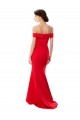 Rojo Sirena Hombros Descubiertos Crepé Elástico Largo Formales Vestidos de dama de honor / Vestidos de fiesta Asequibles