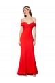 Rojo Sirena Hombros Descubiertos Crepé Elástico Largo Formales Vestidos de dama de honor / Vestidos de fiesta Asequibles