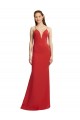 Rojo Sirena Tirantes espagueti Cuello en V Crepé Elástico Largo Formales Vestidos de dama de honor / Vestidos de fiesta Asequibles