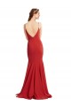 Rojo Sirena Tirantes espagueti Cuello en V Crepé Elástico Largo Formales Vestidos de dama de honor / Vestidos de fiesta Asequibles