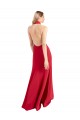 Rojo línea A Halter Cuello Alto Crepé Elástico Largo Formales Vestidos de dama de honor / Vestidos de fiesta Asequibles