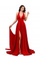 Rojo línea A Halter Spandex Largo Formales Vestidos de dama de honor / Vestidos de fiesta Asequibles