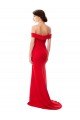 Rojo línea A Hombros Descubiertos Crepé Elástico Largo Formales Vestidos de dama de honor / Vestidos de fiesta Asequibles