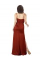 Rojo línea A Tirantes espagueti Cuadrado Satén sedoso Largo Formales Vestidos de dama de honor / Vestidos de fiesta Asequibles
