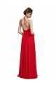 Rojo línea A Tirantes espagueti Halter Cuello en V Gasa Largo Vestidos de dama de honor Asequibles