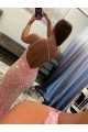 Rosa Cubierta Un Hombre Barrer tren Lentejuelas Terciopelo Largo Vestidos de fiesta Asequibles