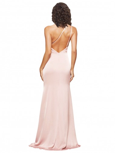 Rosa Cubierta Un Hombre Satén sedoso Largo Formales Vestidos de dama de honor / Vestidos de fiesta