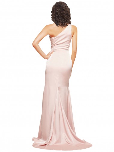 Rosa Cubierta Un Hombre Satén sedoso Largo Formales Vestidos de dama de honor / Vestidos de fiesta