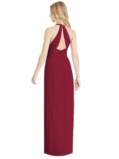 Rosa Del Desierto Trompeta Halter Cuello en V Gasa Largo Formales Vestidos de dama de honor / Vestidos de noche
