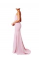 Rosa Sirena Tirantes espagueti Cuadrado Crepé Elástico Largo Vestidos de dama de honor / Vestidos de fiesta Asequibles