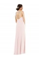 Rosa Trompeta Halter Crepé Elástico Largo Formales Vestidos de dama de honor / Vestidos de fiesta Asequibles