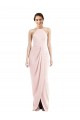 Rosa Trompeta Halter Crepé Elástico Largo Vestidos de dama de honor / Vestidos de fiesta Asequibles