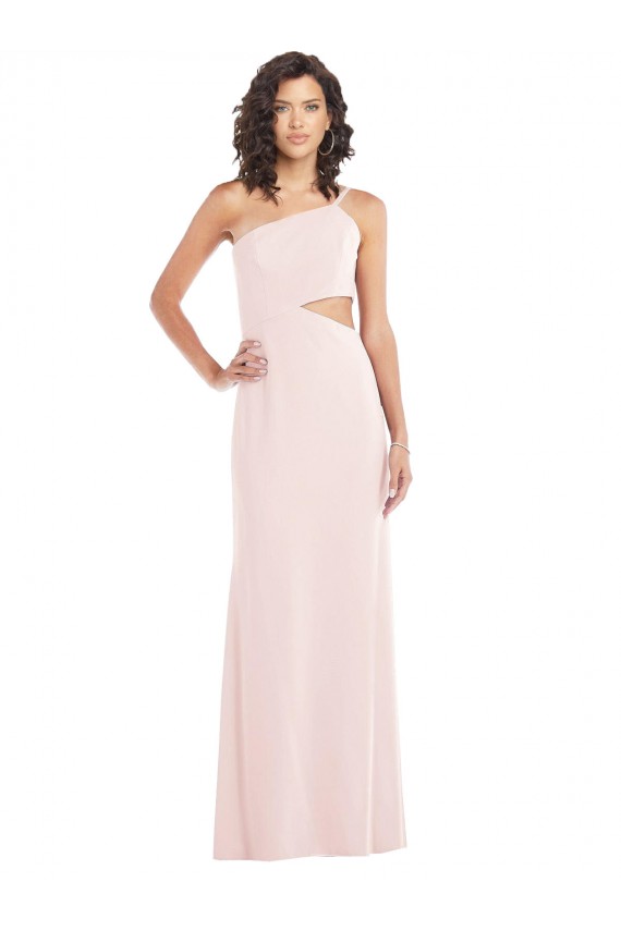 Rosa Trompeta Un Hombre Crepé Elástico Largo Formales Vestidos de dama de honor / Vestidos de fiesta Asequibles