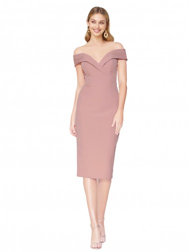 Rosa empolvado Sirena Hombros Descubiertos Crepé Elástico Corto Formales Vestidos de dama de honor / Vestidos de fiesta / Vestidos de cóctel Asequibles