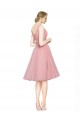 Rosa línea A Cuello en V Tul Corto Vestidos de dama de honor / Vestidos de cóctel / Vestidos para homecoming Asequibles